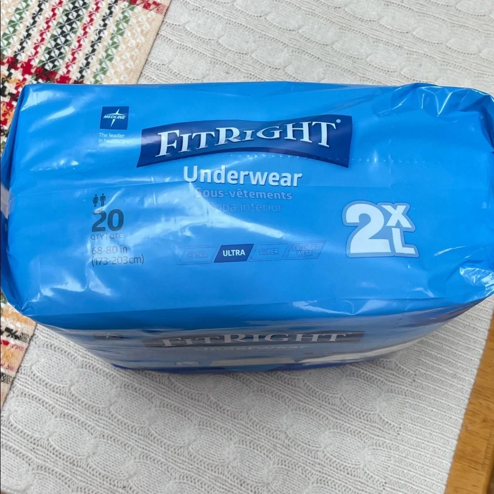 NEW FitRight Ultra Unisex Underwear - 2XL 20 pairs Motion Flex, ChannelWick